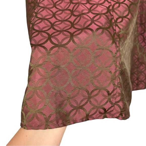 I.E. Woman Vintage Earthy Muted Satin Metallic Geometric A Line Circle Skirt 20W - Picture 4 of 8